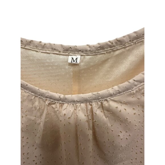 π 2/$30 Ivory Sundress with Adustable Straps, Pierced Upper & Lace Layers sz M - Picture 6 of 8